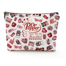 NONETH Pepper Merch Makeup Bag, Dr Drinks Lover Cosmetic Case Tell Me I’m Beautiful, Funny Gift for Dr.P Soda Fan, Cute Travel Toiletry Zipper Pouch for Women