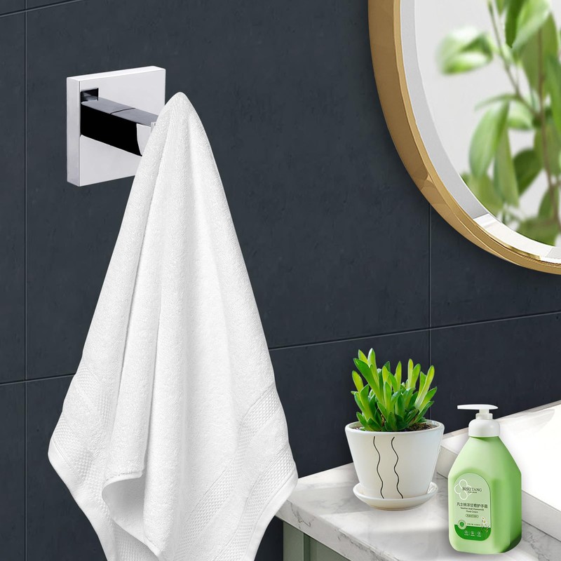 iBathUK Epsom Square Round Robe Hook, Stainless Steel Bathroom Towel