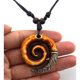 Scddboy Spiral Koru Necklace Maori Tribal Necklace for Men Women,Adjustable Black Rope Cord Necklace