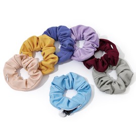 Yonchic 7-Piece Hair Scrunchies with Zipper Pocket for Women Girls, Secret Hidden Compartment Items Scrunchie Ponytail Holder for Key Money, Elastic Hair Ties Rubber Bands (Multi Color)