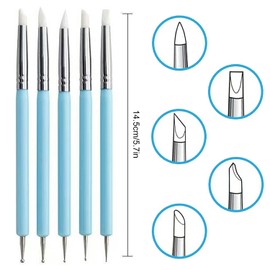 Juego de 14 herramientas para esculpir arcilla 10 pinceles de goma y silicona y 4 bolas de arcilla polimérica kit de herramientas de doble punta (14)