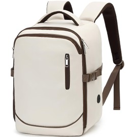 Yankony Ryanair Cabin Bags 40x30x20 Underseat 24L Travel Backpack Cabin Size Anti Theft Carry On Bag Water Resistant Hand Luggage for Men and Women, Beige