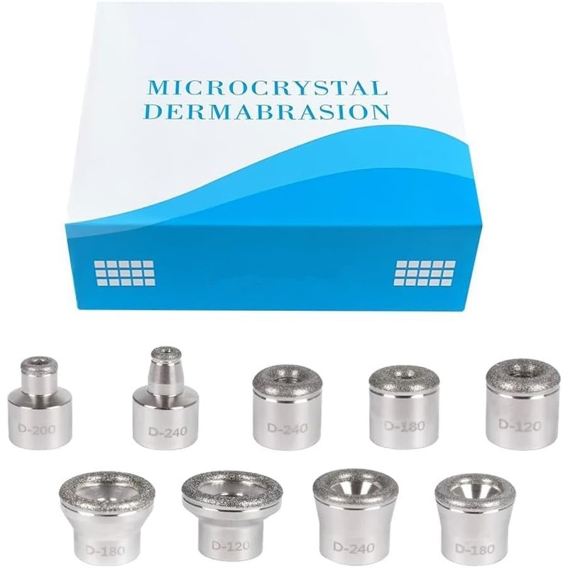 Diamond Dermabrasion Head, Microdermabrasion 9 Tips, Facial Exfoliator Tool for