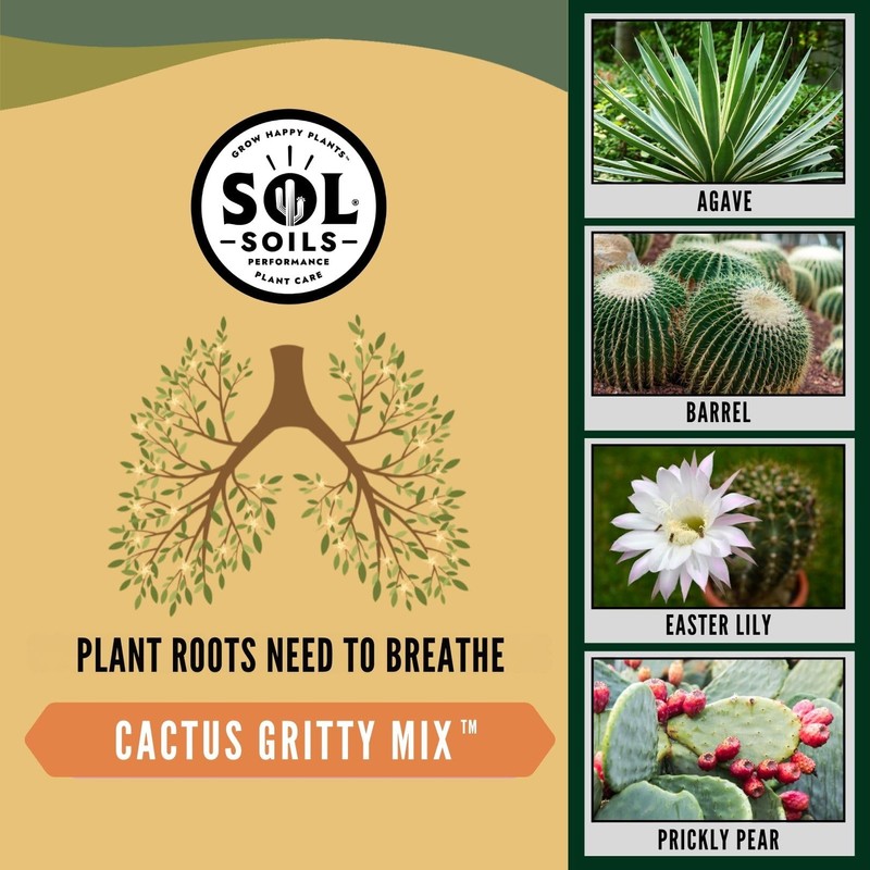 Sol Soils Cactus Gritty Potting Mix - Fast Draining, Peat