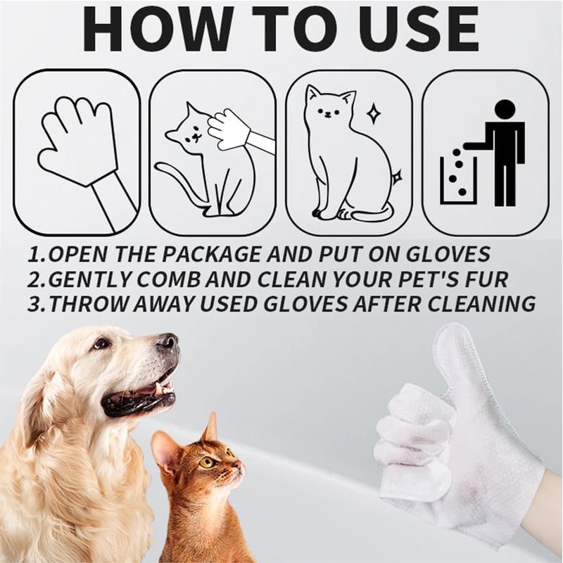 （12PCS）Cleaning Glove for Dog and Cat, Wipes Gloves for Dog