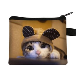 FAVORTALK Kids Coin Purse Cute Cat Canvas Change Small Zipper Pouch Bag Wallet with Smooth for Storing Coin Credit Card ID Card Keys Lipstick, 14016