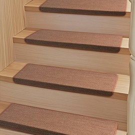 MATAHUM Bullnose Carpet Stair Treads 30" x 9.5", 2 Pcs Non Slip Stair Treads for Wooden Steps Indoor, Reusable Carpet for Stairs Runner, Edging Stair Protectors(Brown)