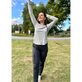 Emlovm Women's Cargo Hiking Travel Pants Water Resistant Quick Dry Lightweight Fishing Joggers with 4 Pockets UPF50+ Black XL