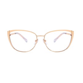 Blue Light Blocking Glasses Retro Women Optical Metal Frame Cat Eye Glasses, Green Gold Frame(Gold with clear)