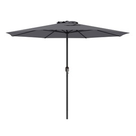 Tangkula 12 FT Patio Umbrella, Outdoor Market Umbrella with Crank Handle, 8 Sturdy Ribs, Double-Tiered Table Umbrella, Sun-Protective Waterproof Canopy Round Parasol for Garden Backyard Pool (Grey)