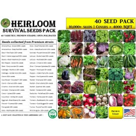 Inherited Seeds HEIRLOOM Survival Kit 10000+ seeds 40 Varieties Pack PREMIUM strain 100% Organic