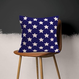 Smilyard 4th of July Decorations Pillow Covers 18x18 Inch Set of 2 Independence Day Patriotic Navy Blue Stars Throw Pillows Linen Farmhouse Holiday Cushion Case for Sofa Living Room Outdoor Decor