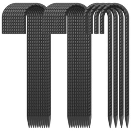 16 Inch Rebar Ground Stakes 24 Pack Heavy Duty J Hook Ground Anchors 3/8 Inch Diameter Steel Rebar Tent Stakes with Chisel Point End for Chain Link Fence, Canopy and Trampoline, Black