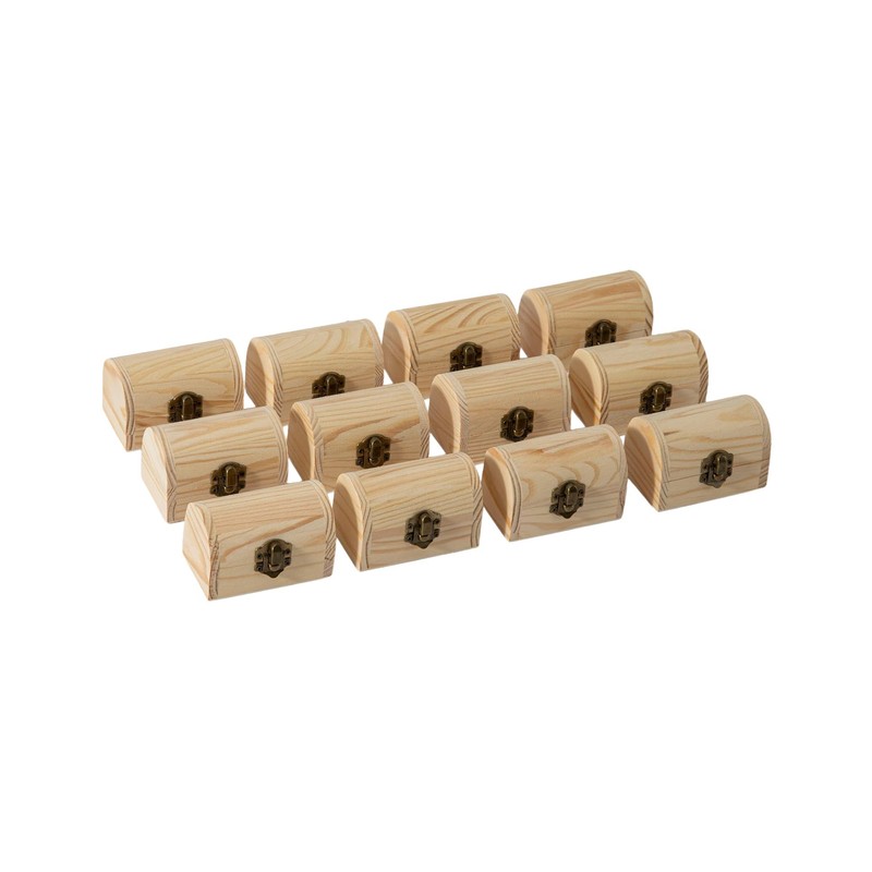 24 Piece Small Wooden Box Unfinished Wooden Treasure Box with