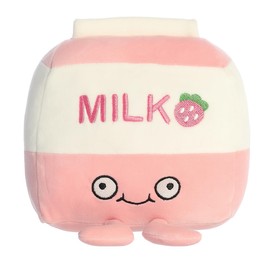 Aurora® Crazy Wackadoodles™ Stacey Strawberry Milk™ Stuffed Animal - Squishy Materials for Playful Fun for Adults and Kids - Pink 7 Inches