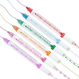 Curve Highlighter Set, Roller Dual Tip Curves Highlighter, Hand Account Fluorescent Pens with 6 Different Curve Shapes, Linear Colour Pens, for Scrapbook, Journaling, Notes, Planner, Office, School