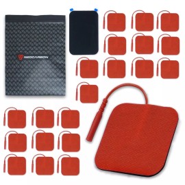 Neocarbon Reusable Electrode Pads for TENS PRO Unit 20 Replacement Pads with Holder, Red