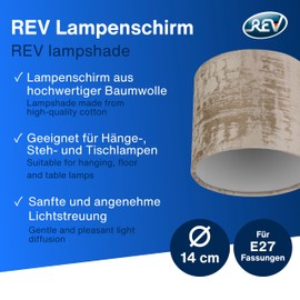 REV Lampshade – Replacement Lampshade Round in Vintage Look Made of High-Quality Cotton, Diameter 14 cm, for Pendant Lamp and Table Lamp, E27 Socket, Taupe