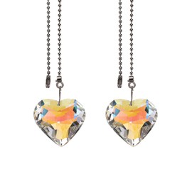 PATIKIL 22" Crystal Ceiling Fan Pull Chain, 2pcs Table Lamp Pulling Bead Ball Chain Extension Cord with Pendant for Home Light Decoration DIY, Heart Shape