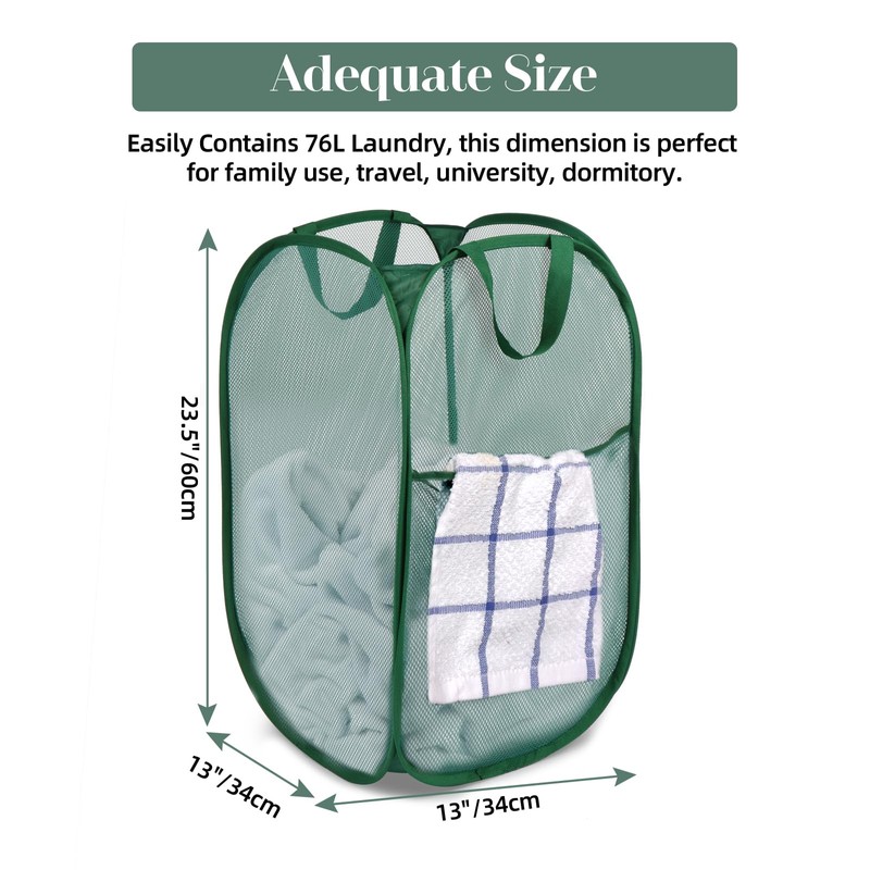 Durable Collapsible Laundry Baskets, Tear-resistant Pop Up Hamper for Laundry,
