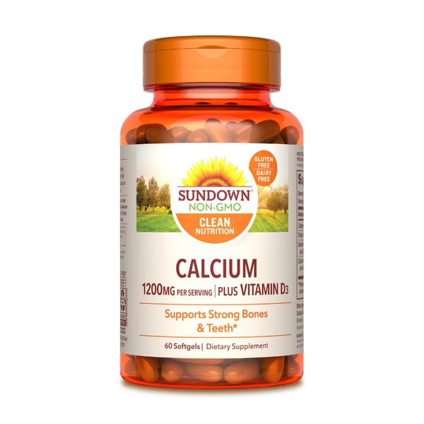 Sundown Calcium 1200 mg plus Vitamin D3 for Immune Support, Supports Strong Teeth and Bones, 60 Softgels
