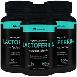 My Life Naturals 신제품! 3병 마이라이프 내추럴스 락토페린 Lactoferrin 300 mg 60야채캡슐 New Product! MyLife Naturals Lactoferrin 300 mg 60 Vegetable Capsules