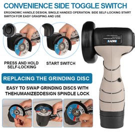 ZFULVO Brushless Cordless Angle Grinder Kit, 19500rpm Mini Electric Angle Grinding Tool with 2x16.8V 2000mAh Battery and 6-Cutting Discs, Grinder Handheld Cutter for Metal Wood