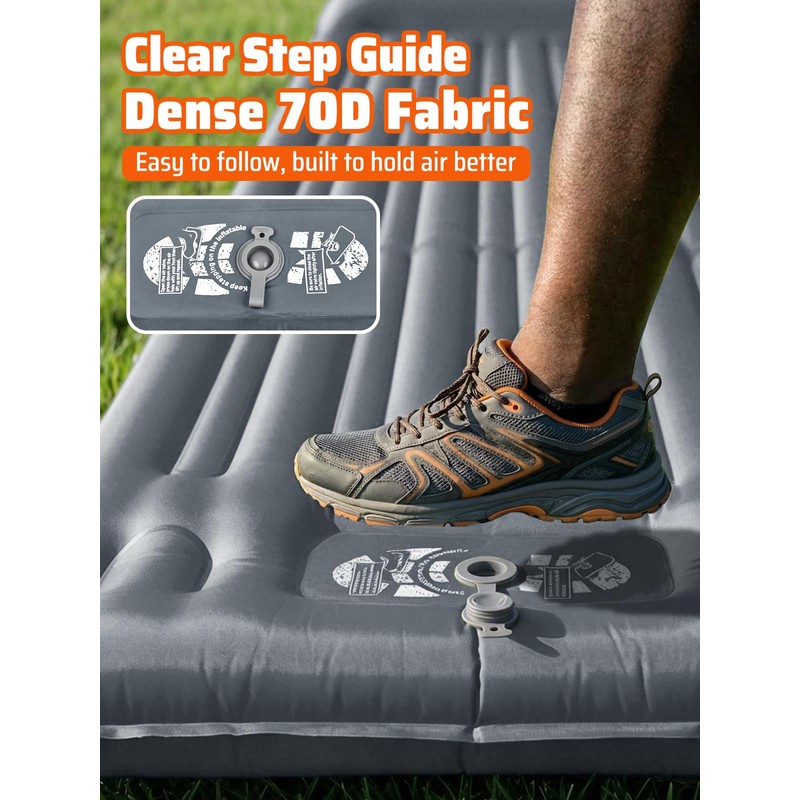 Sleeping Pad, Thick 6.3 Inch Inflatable Camping Mattress with High