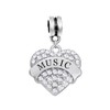 LaBenie Dangle Music Heart Charm with Crystals
