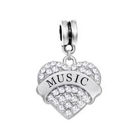 LaBenie Dangle Music Heart Charm with Crystals