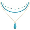 NEWITIN 3 Pieces Turquoise Necklace for Women 14K Gold Plated
