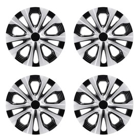 Tapones de ruedas para 2016-2022 Toyota Prius y 2017-2022 Prius Prime y 2020-2024 Corolla Hybrid, cubiertas de llantas, instalación de ajuste (juego de 4 piezas de 15 pulgadas) (Plata y Negro)