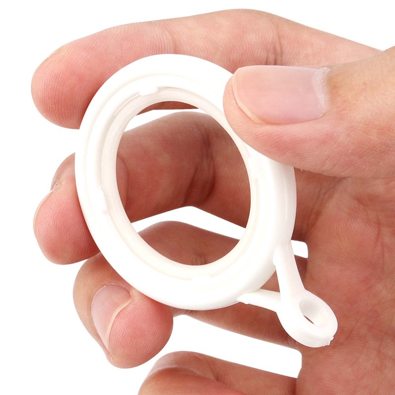 SEUNMUK 50 Pack White Curtain Rings and Hooks, 28mm Plastic