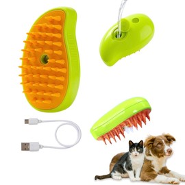 Cat Steam Brush, Dog Brush, 3 in 1 Steam Brush for Cats, Cat Comb, Dog Comb, Pet Hair Removal Comb (Green)