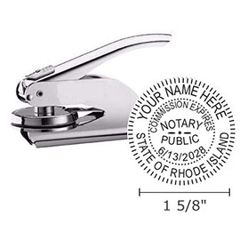 Rhode Island Notary Seal Embosser, Pocket/Hand Model, 1-5/8" Impression, Silver Body