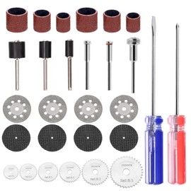 Glarks 94Pcs Sanding Drum and Cutting Wheel Kit, 80/120/240 Grit Drum Sander Sanding Sleeves with Drum Mandrels, Circular Saw Blades, Resin Cutting Discs, Diamond Cutting Wheels with Screwdrivers Set