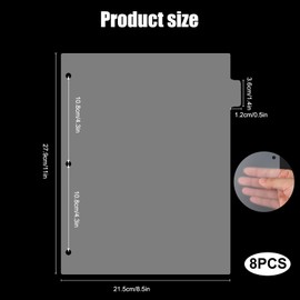 8Pcs 3 Ring White Binder Dividers with 8 Tabs,A4 Sturdy Plastic Dividers Aesthetic Dividers for Binder,Insertable Binder for Office Homework Notebook Binder Page Supplies