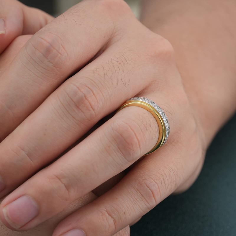 SweetJew Mens wedding Band 925 Sterling Silver Gold Rings For