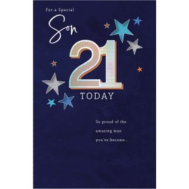 21st Birthday Card for Son - Son 21st Birthday Card - For a Special Son