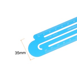 sourcing map Straight Ruler 12cm Metric Aluminum Alloy Ruler Scale on Both Sides Hollow Paper Clip Design Bookmark Measuring Tool for Children Study Classroom Office, Sky Blue