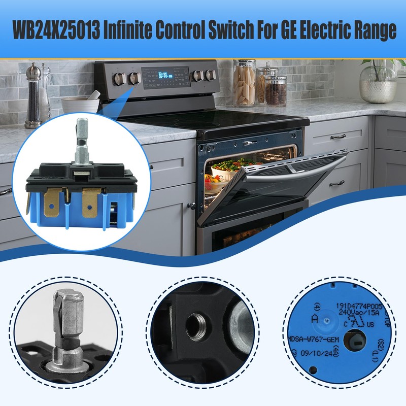 WB24X25013 Electric Range Infinite Control Switch Replace for GE, WB24X25013