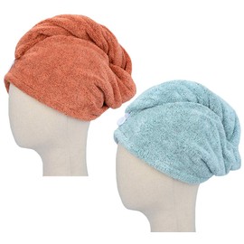 HOPESHINE Microfiber Hair Drying Towel Turban Twist for Long Hair Magic Instant Dry Hair Towel Wrap Fast Drying Absorbent Cap Great Gift for Women and Girls 2-Pack