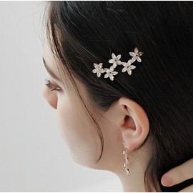 KristLand Flower Hairpin with Sparkly Zirconia Stone Art Deco Headpiece Delicate Hair Accessories for Women Ladies Girls Bride Party Wedding Birthday Gift Gold Tone