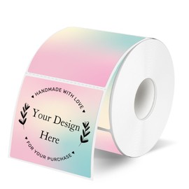 2x2 Inch Square Thermal Sticker Labels, Self-Adhesive Pink Square Direct Thermal Labels, Waterproof/Tearproof/Perforation Line Design- Gradient Color