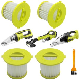 4 Pack HEPA Filters Fit Ryobi 18V ONE+ Hand Vacuum Cleaners PCL704 Series, PCL705 Series, PCL700 Series, Also Fit HART 20-Volt Hand Vacuum HPHV34, HPHV33B, HPHV34B, HPHV33B and Fit Hoover BH57400V