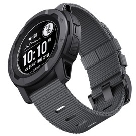 EKINGEEK for Garmin Instinct/Instinct 2 Band, Soft Nylon instinct 3 45mm Replacement Watch Strap Compatible with Garmin 22mm Instinct2 Tactical/Tide/Esports/Solar (Deep Gray (Black Buckle))