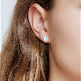 Unicorn Earrings, Opal Earrings ARSKRO S925 Sterling Silver Hyperallergic Stud Earring White Gold Flat Animal Ear Studs Jewelry Gifts for Girls Women