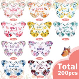 PullCrease 200 Pcs Mother's Gifts Bulk Mother Day Butterfly Nail File Flowers Emery Board Inspirational Double Sided Manicure Tool for Women Mother Grandma and Church Religious Party Favors