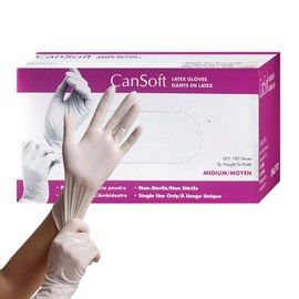 Cansoft Latex Gloves Powder Free Medium (Pack of 1) - Lightweight, Soft and Comfortable - Ideal for Color Slides, Pictures, Coins, Jewelry - Easy to Dispose
