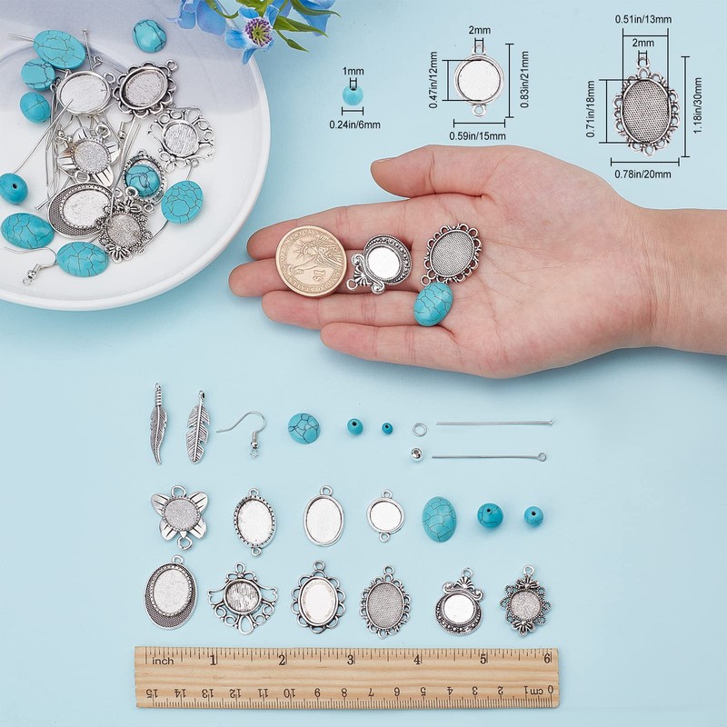 SUNNYCLUE 1 Box DIY 10 Pairs Turquoise Bead Earrings Making